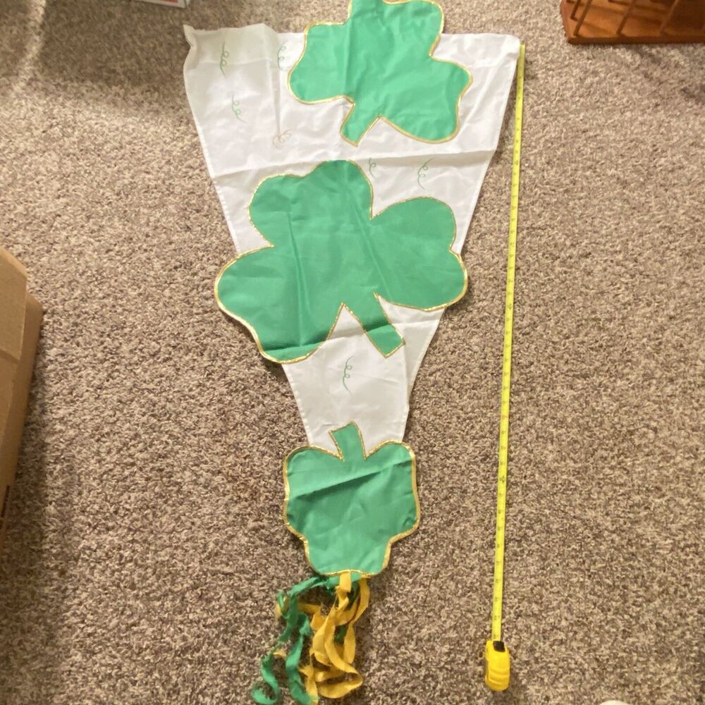 St. Patrick’s Day Garden Flag Double Sided Shamrock Outdoor 45” Long